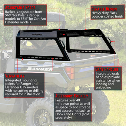 Seizmik Half Height Bed Rack - Polaris Ranger and Can-Am Defender Models